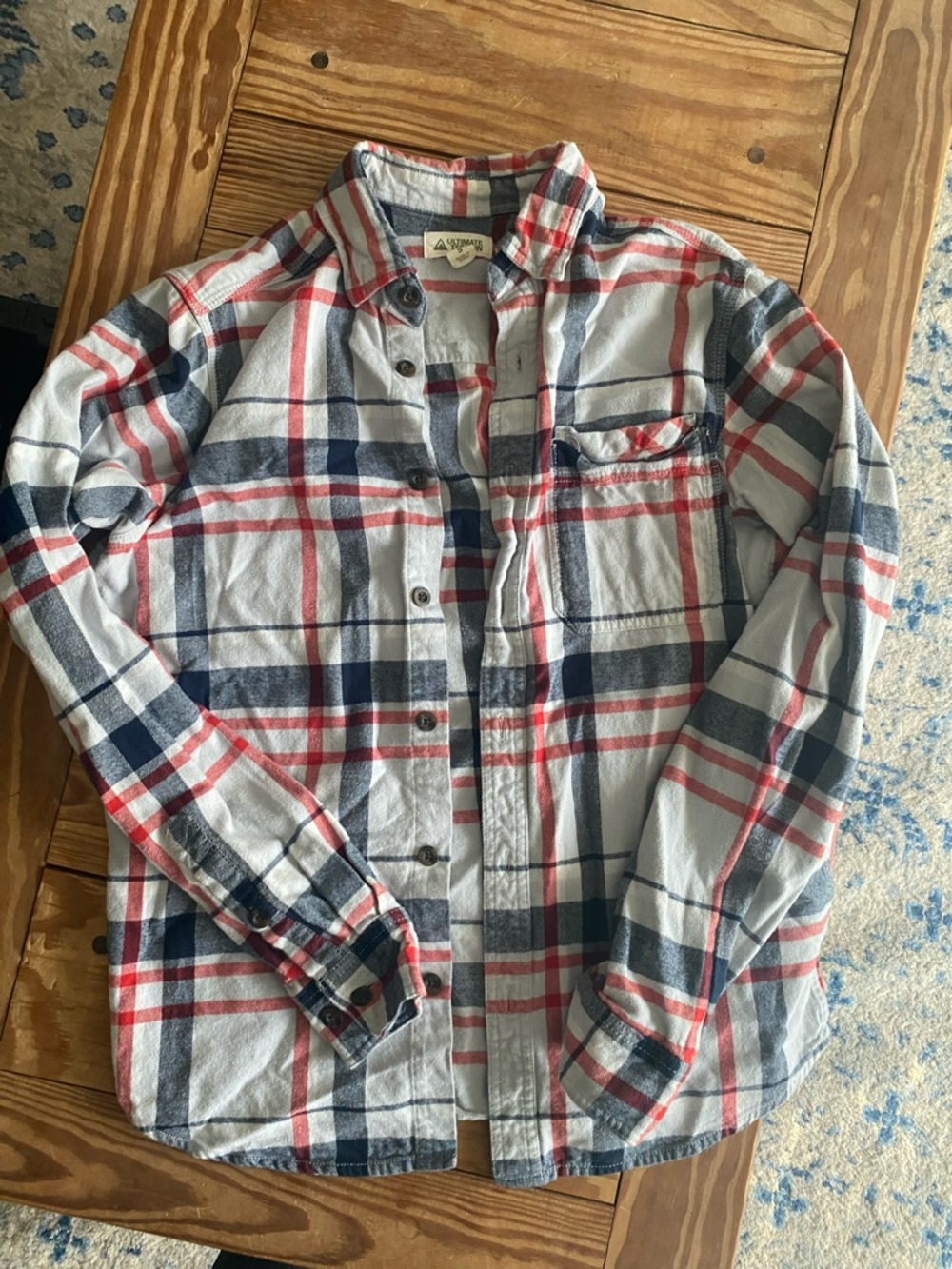 Light Blue Plaid Casual Button-Down Shirt - Unbranded